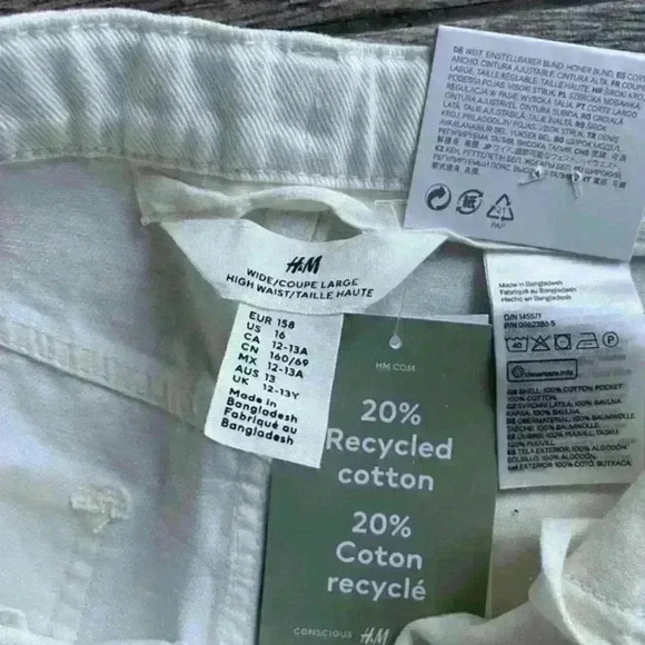 H&M Girls Wide High Twill Pants‎ adjustable waistband Wide legs size  16 - Picture 3 of 3